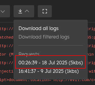 Generated WAF log file for download